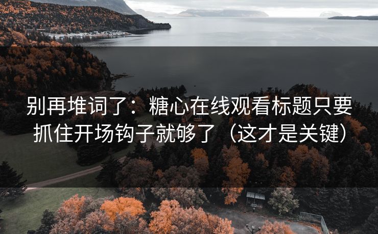 别再堆词了:糖心在线观看标题只要抓住开场钩子就够了(这才是关键) 别再堆词了:糖心在线观看标题只要抓住开场钩子就够了(这才是关键)